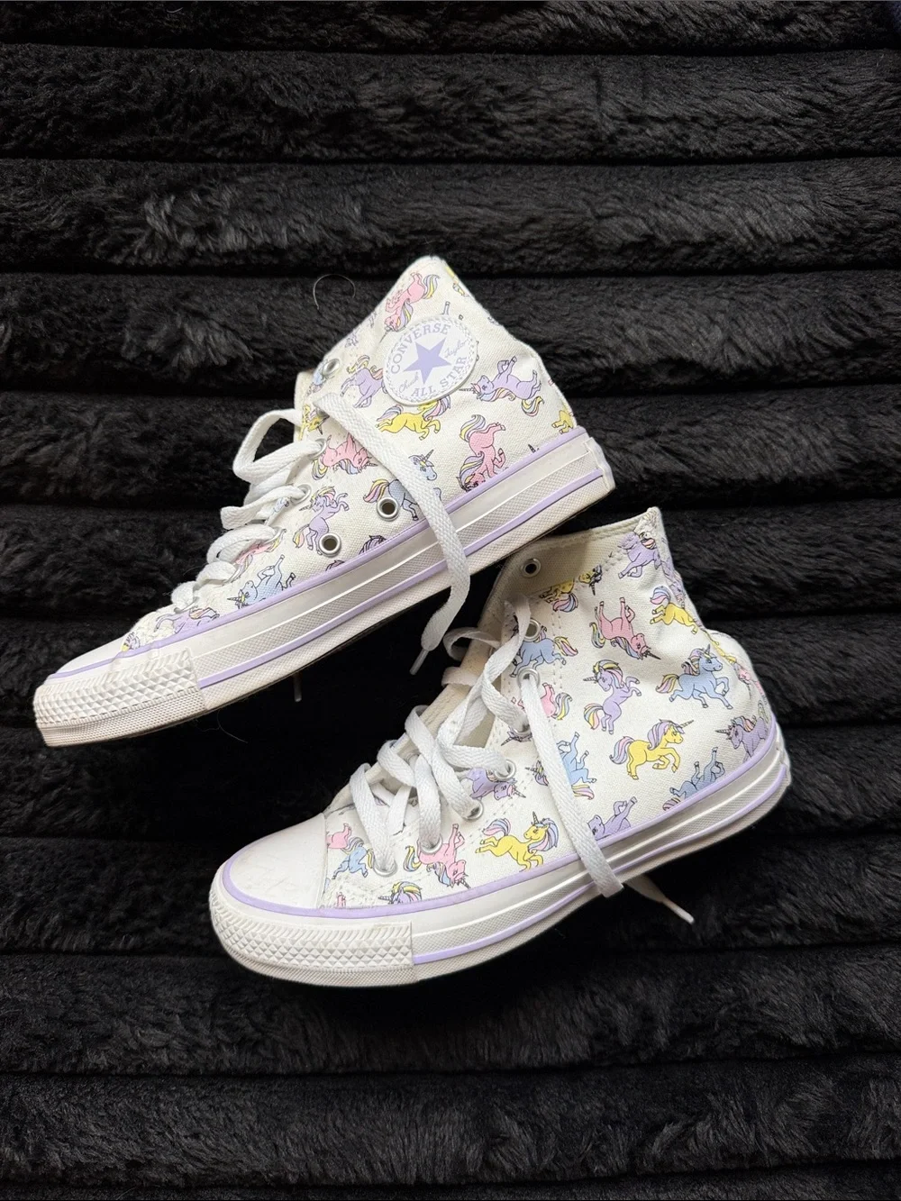 Converse Kids White High-Top Sneakers with Pastel Unicorns